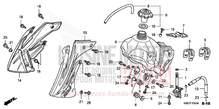 KRAFTSTOFFTANK von CRF150R "Big Wheels" EXTREME RED (R292) von 2009